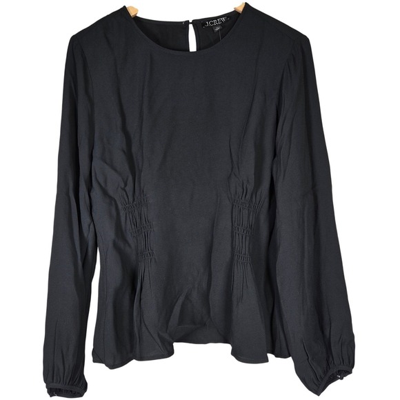 J. Crew Shirred-waist top in viscose crepe Black 10 NWT - Picture 1 of 8